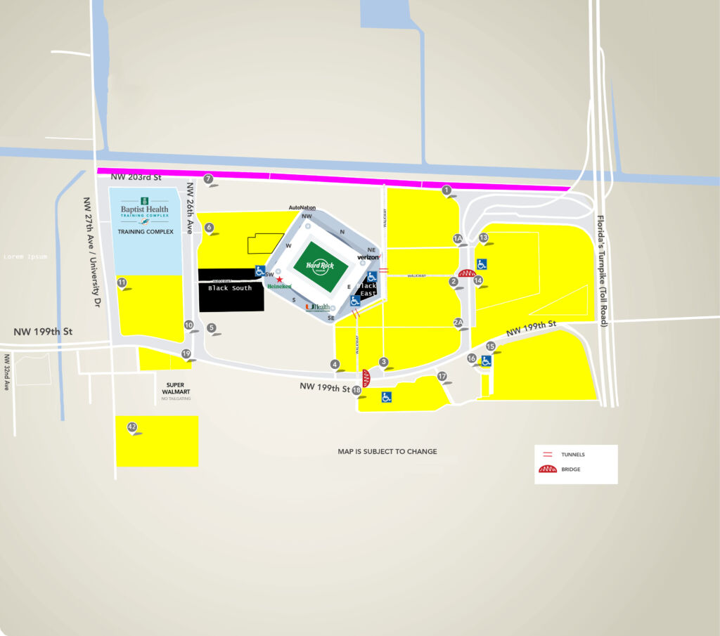 Miami Dolphins Parking Map 9Hufq-K1W-Xrcm